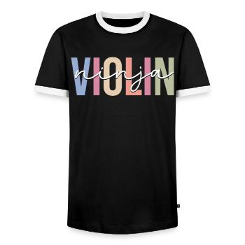 Geigenspieler Instrument Violinist - Männer Kontrast-T-Shirt - Schwarz/Weiß - Vorne - AI Model Female 172 light (172cm) & AI Model Male 178 light (178cm)