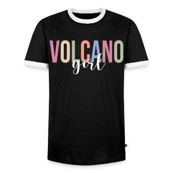 Volcanoes Volcano Lovers Geology Lava - Men's Ringer Shirt - black/white - Front - AI Model Female 172 light (172cm) & AI Model Male 178 light (178cm)