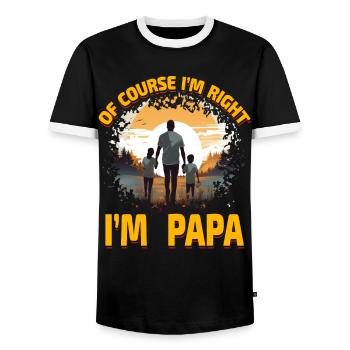 Natürlich habe ich recht, ich bin Papa - Männer Kontrast-T-Shirt - Schwarz/Weiß - Vorne - AI Model Female 172 light (172cm) & AI Model Male 178 light (178cm)