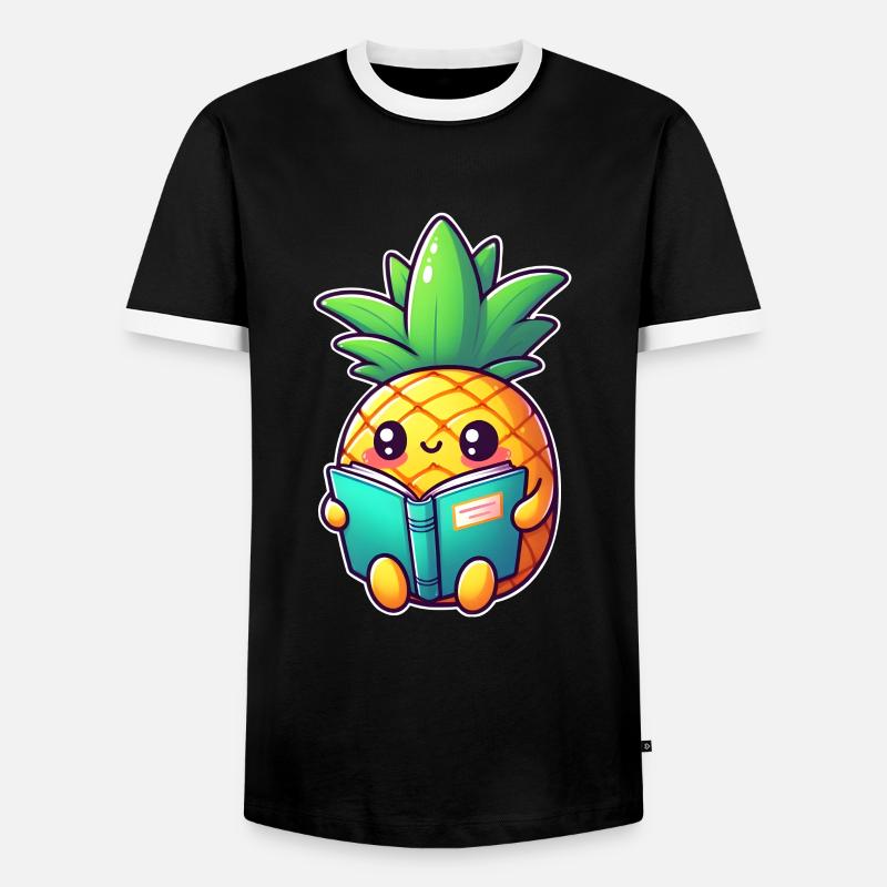 Reading pineapple - Men's Ringer Shirt - black/white