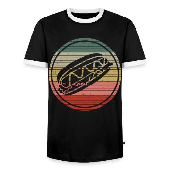 Hot Dog Adulte Rétro Vintage - T-shirt contrasté Homme - noir/blanc - Devant - AI Model Female 172 light (172cm) & AI Model Male 178 light (178cm)