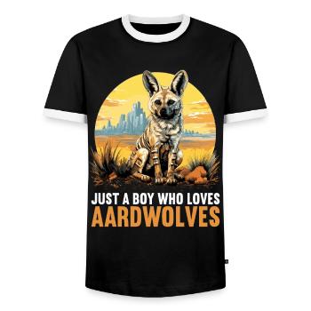 Loups d’Aardwolf - T-shirt contrasté Homme - noir/blanc - Devant - AI Model Female 172 light (172cm) & AI Model Male 178 light (178cm)