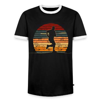 Running design for runners at the marathon - Men's Ringer Shirt - black/white - Front - AI Model Female 172 light (172cm) & AI Model Male 178 light (178cm)