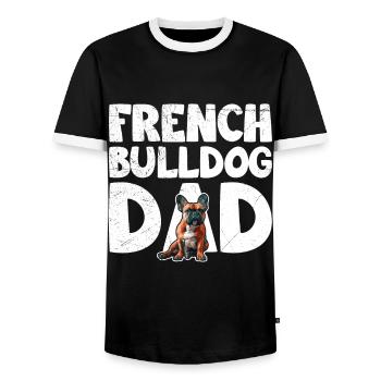Frenchie Dad French Bulldog Dad Französische - T-shirt contrasté Homme - noir/blanc - Devant - AI Model Female 172 light (172cm) & AI Model Male 178 light (178cm)