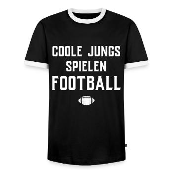 American Football Gift Kids Football Player - Men's Ringer Shirt - black/white - Front - AI Model Female 172 light (172cm) & AI Model Male 178 light (178cm)