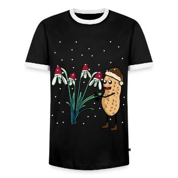 Cacahuète Printemps Neige Jardin Fleurs Givre - T-shirt contrasté Homme - noir/blanc - Devant - AI Model Female 172 light (172cm) & AI Model Male 178 light (178cm)