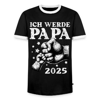 Ich werde Papa 2025 - Männer Kontrast-T-Shirt - Schwarz/Weiß - Vorne - AI Model Female 172 light (172cm) & AI Model Male 178 light (178cm)
