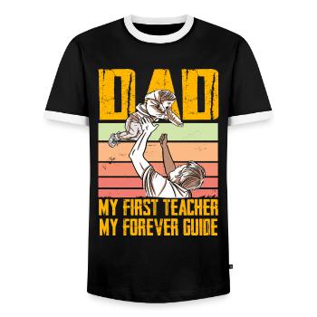 Dad my first Teacher my forever Guide - Men's Ringer Shirt - black/white - Front - AI Model Female 172 light (172cm) & AI Model Male 178 light (178cm)