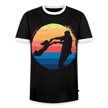 Vintage Dad Daughter - Men's Ringer Shirt - black/white - Front - AI Model Female 172 light (172cm) & AI Model Male 178 light (178cm)