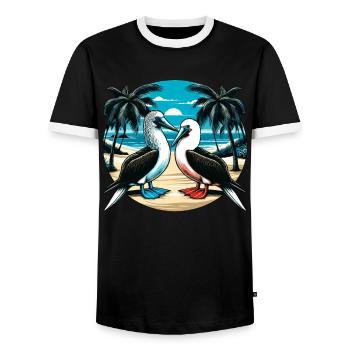 Oiseaux de mer Fous à pieds bleus Fous à pieds rouges - T-shirt contrasté Homme - noir/blanc - Devant - AI Model Female 172 light (172cm) & AI Model Male 178 light (178cm)