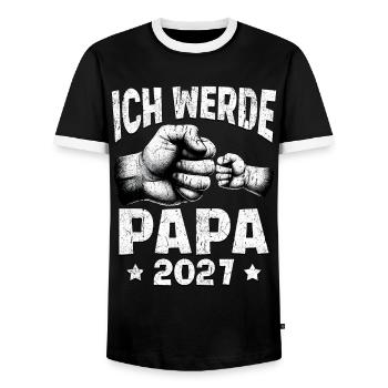 Ich werde Papa 2027 - Männer Kontrast-T-Shirt - Schwarz/Weiß - Vorne - AI Model Female 172 light (172cm) & AI Model Male 178 light (178cm)