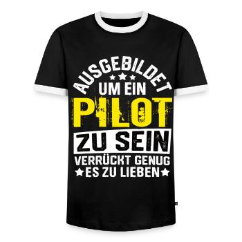 Pilote Pilotes d’avion Volant Aviator Flying - T-shirt contrasté Homme - noir/blanc - Devant - AI Model Female 172 light (172cm) & AI Model Male 178 light (178cm)