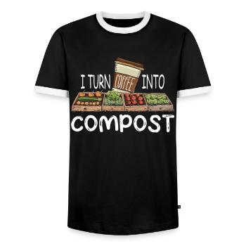 Organic Farmer Permaculture Food Forest - Men's Ringer Shirt - black/white - Front - AI Model Female 172 light (172cm) & AI Model Male 178 light (178cm)