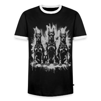Doberman Pinscher Doberman Lover Dog Owner - Men's Ringer Shirt - black/white - Front - AI Model Female 172 light (172cm) & AI Model Male 178 light (178cm)