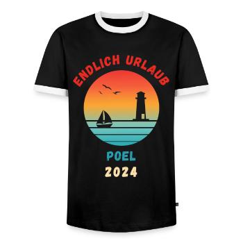 Poel Urlaub 2024 Ostsee Idee - Männer Kontrast-T-Shirt - Schwarz/Weiß - Vorne - AI Model Female 172 light (172cm) & AI Model Male 178 light (178cm)