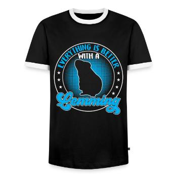 Lemming Vole Everything Better with Lemming - Men's Ringer Shirt - black/white - Front - AI Model Female 172 light (172cm) & AI Model Male 178 light (178cm)