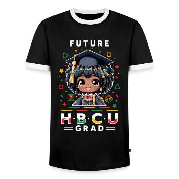 Future HBCU - Men's Ringer Shirt - black/white - Front - AI Model Female 172 light (172cm) & AI Model Male 178 light (178cm)
