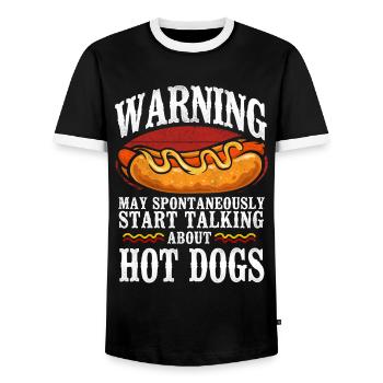 Hot Dog Adult Warning May - Männer Kontrast-T-Shirt - Schwarz/Weiß - Vorne - AI Model Female 172 light (172cm) & AI Model Male 178 light (178cm)