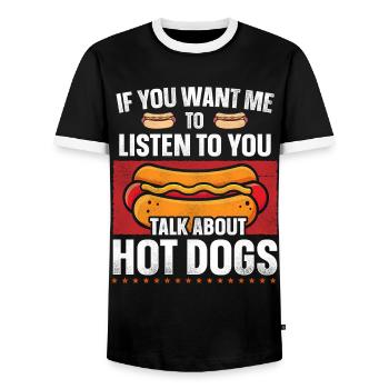 Hot Dog Adult If You Want Me To - Männer Kontrast-T-Shirt - Schwarz/Weiß - Vorne - AI Model Female 172 light (172cm) & AI Model Male 178 light (178cm)