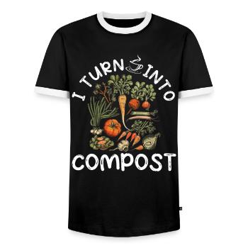 Organic Farmer Permaculture Food Forest - Men's Ringer Shirt - black/white - Front - AI Model Female 172 light (172cm) & AI Model Male 178 light (178cm)