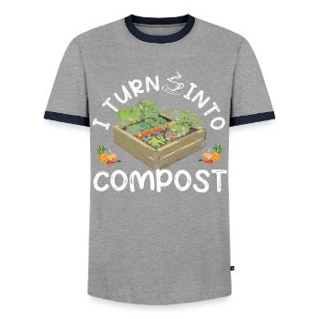Organic Farmer Permaculture Food Forest - Männer Kontrast-T-Shirt - Grau/Navy  - Vorne - AI Model Female 172 light (172cm) & AI Model Male 178 light (178cm)
