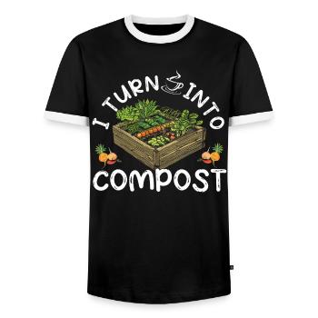 Organic Farmer Permaculture Food Forest - Men's Ringer Shirt - black/white - Front - AI Model Female 172 light (172cm) & AI Model Male 178 light (178cm)