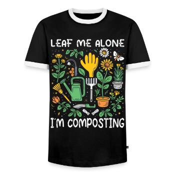 Organic Farmer Permaculture Food Forest - Men's Ringer Shirt - black/white - Front - AI Model Female 172 light (172cm) & AI Model Male 178 light (178cm)