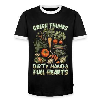 Garden Organic Cultivation Permaculture - Men's Ringer Shirt - black/white - Front - AI Model Female 172 light (172cm) & AI Model Male 178 light (178cm)