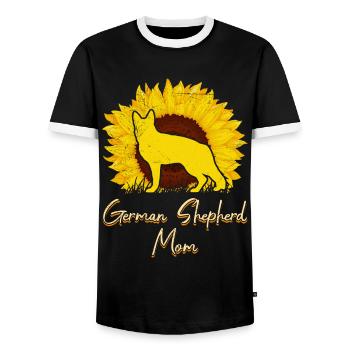 German Shepherd MOM Deutscher Schäferhund - Men's Ringer Shirt - black/white - Front - AI Model Female 172 light (172cm) & AI Model Male 178 light (178cm)