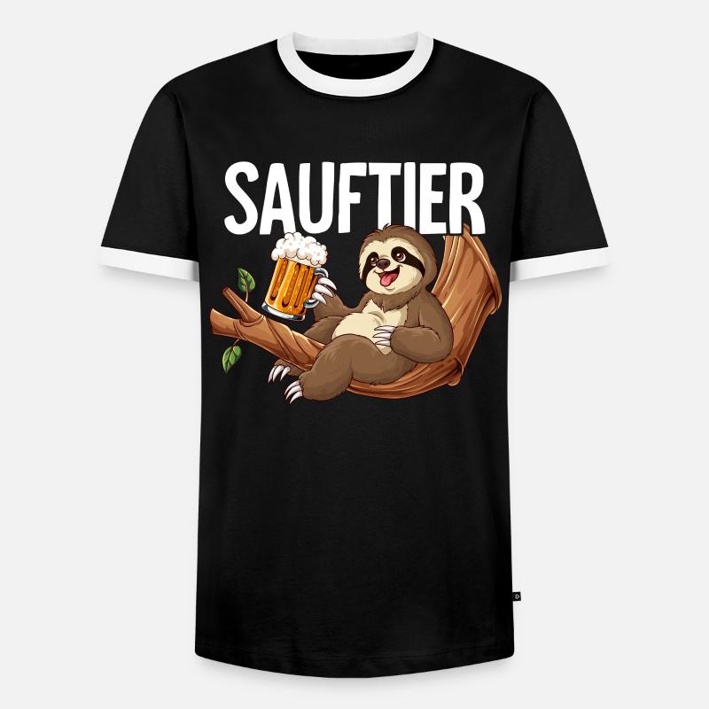Faultier Sauftier - Männer Kontrast-T-Shirt - Schwarz/Weiß