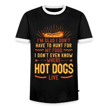 Hot Dog Adult I'm Glad I Don't - Men's Ringer Shirt - black/white - Front - AI Model Female 172 light (172cm) & AI Model Male 178 light (178cm)