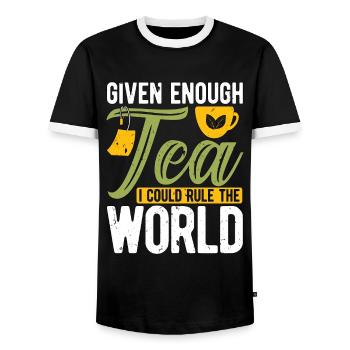 Hot Tea Given Enough Tea I Could Loves Hot Drink - Men's Ringer Shirt - black/white - Front - AI Model Female 172 light (172cm) & AI Model Male 178 light (178cm)