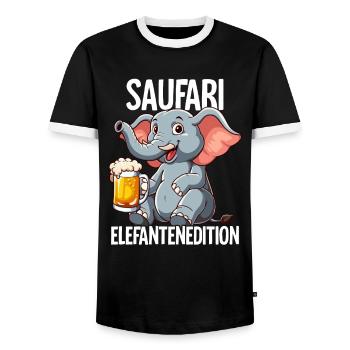 Saufari Elefantenedition Elefant Bier - Männer Kontrast-T-Shirt - Schwarz/Weiß - Vorne - AI Model Female 172 light (172cm) & AI Model Male 178 light (178cm)