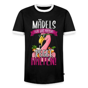 Mädels Egal Was Passiert Pegel Halten - Männer Kontrast-T-Shirt - Schwarz/Weiß - Vorne - AI Model Female 172 light (172cm) & AI Model Male 178 light (178cm)