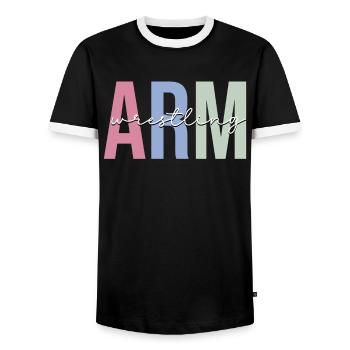 Bras de fer - T-shirt contrasté Homme - noir/blanc - Devant - AI Model Female 172 light (172cm) & AI Model Male 178 light (178cm)