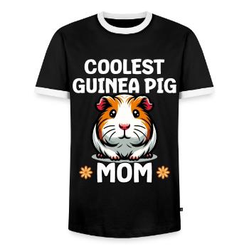 Coolest Guinea Pig Mom - Men's Ringer Shirt - black/white - Front - AI Model Female 172 light (172cm) & AI Model Male 178 light (178cm)