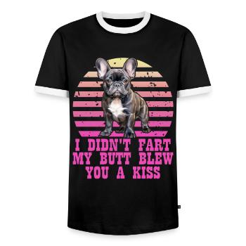 Frenchie n’a pas pété mes fesses t’a soufflé un baiser - T-shirt contrasté Homme - noir/blanc - Devant - AI Model Female 172 light (172cm) & AI Model Male 178 light (178cm)