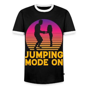 Sprungmodus ein - Männer Kontrast-T-Shirt - Schwarz/Weiß - Vorne - AI Model Female 172 light (172cm) & AI Model Male 178 light (178cm)