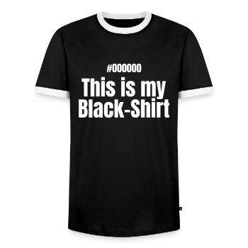This is my BLACK shirt hexcode - Männer Kontrast-T-Shirt - Schwarz/Weiß - Vorne - AI Model Female 172 light (172cm) & AI Model Male 178 light (178cm)