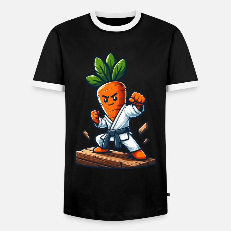 Karate Carrot Master Fighter Pose - Men's Ringer Shirt - black/white