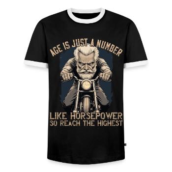 Lustiger Biker Opa Vintage Motorrad Retro Style - Männer Kontrast-T-Shirt - Schwarz/Weiß - Vorne - AI Model Female 172 light (172cm) & AI Model Male 178 light (178cm)