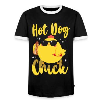 Hot Dog Adult Chicken Girl Hot Dog - Männer Kontrast-T-Shirt - Schwarz/Weiß - Vorne - AI Model Female 172 light (172cm) & AI Model Male 178 light (178cm)