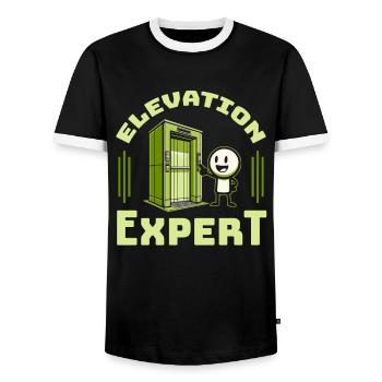 Fahrstuhl Aufzug - Männer Kontrast-T-Shirt - Schwarz/Weiß - Vorne - AI Model Female 172 light (172cm) & AI Model Male 178 light (178cm)