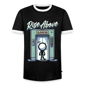 Fahrstuhl Aufzug - Männer Kontrast-T-Shirt - Schwarz/Weiß - Vorne - AI Model Female 172 light (172cm) & AI Model Male 178 light (178cm)