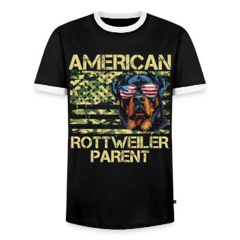 Rottie AMERICAN ROTTWEILER PARENT Chien Rottweiler - T-shirt contrasté Homme - noir/blanc - Devant - AI Model Female 172 light (172cm) & AI Model Male 178 light (178cm)
