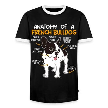 Anatomy French Bulldog Owner Funny - Men's Ringer Shirt - black/white - Front - AI Model Female 172 light (172cm) & AI Model Male 178 light (178cm)
