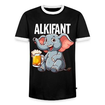 Alkifant Elefant Bier - Männer Kontrast-T-Shirt - Schwarz/Weiß - Vorne - AI Model Female 172 light (172cm) & AI Model Male 178 light (178cm)