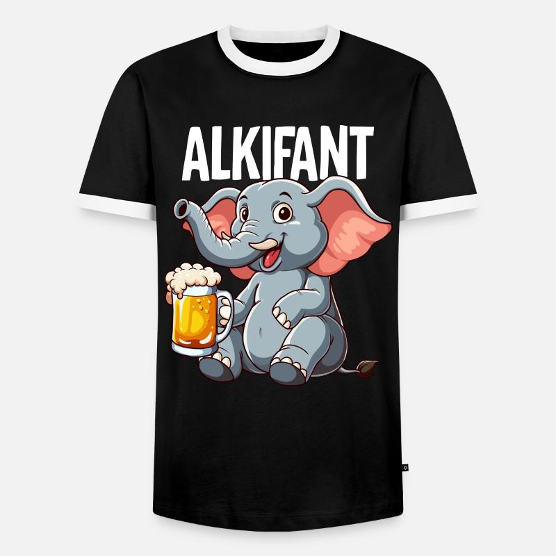 Alkifant Elefant Bier - Männer Kontrast-T-Shirt - Schwarz/Weiß