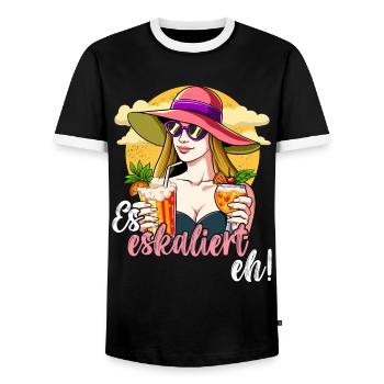 Es Eskaliert Eh - Männer Kontrast-T-Shirt - Schwarz/Weiß - Vorne - AI Model Female 172 light (172cm) & AI Model Male 178 light (178cm)
