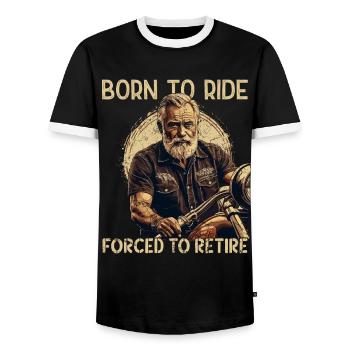 Funny Retired Biker Vintage Motorcycle Retro - Men's Ringer Shirt - black/white - Front - AI Model Female 172 light (172cm) & AI Model Male 178 light (178cm)